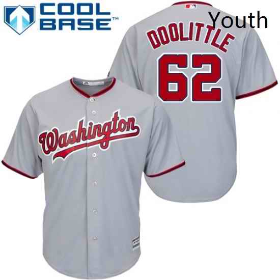 Youth Majestic Washington Nationals 62 Sean Doolittle Replica Grey Road Cool Base MLB Jersey
